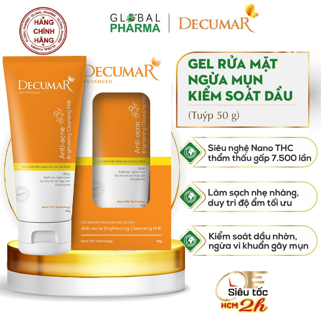 Decumar Advanced: gel ngừa mụn/ sữa rửa mặt mờ sẹo thâm, kiểm soát nhờn, đẹp da