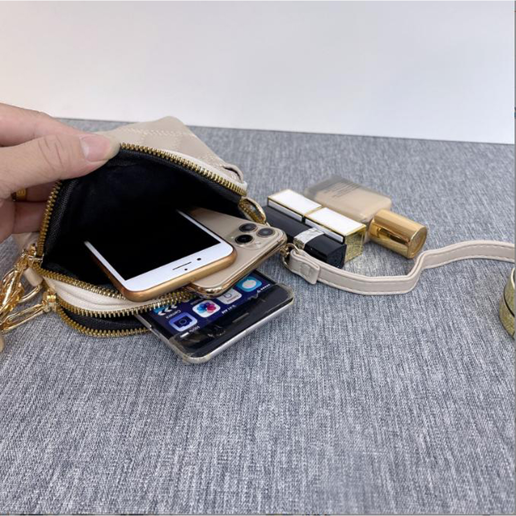 Túi xách nữ đeo chéo sành điệu túi đựng điện thoại thiết kế thêu khuy tinh tế Thanhthushop68 793
