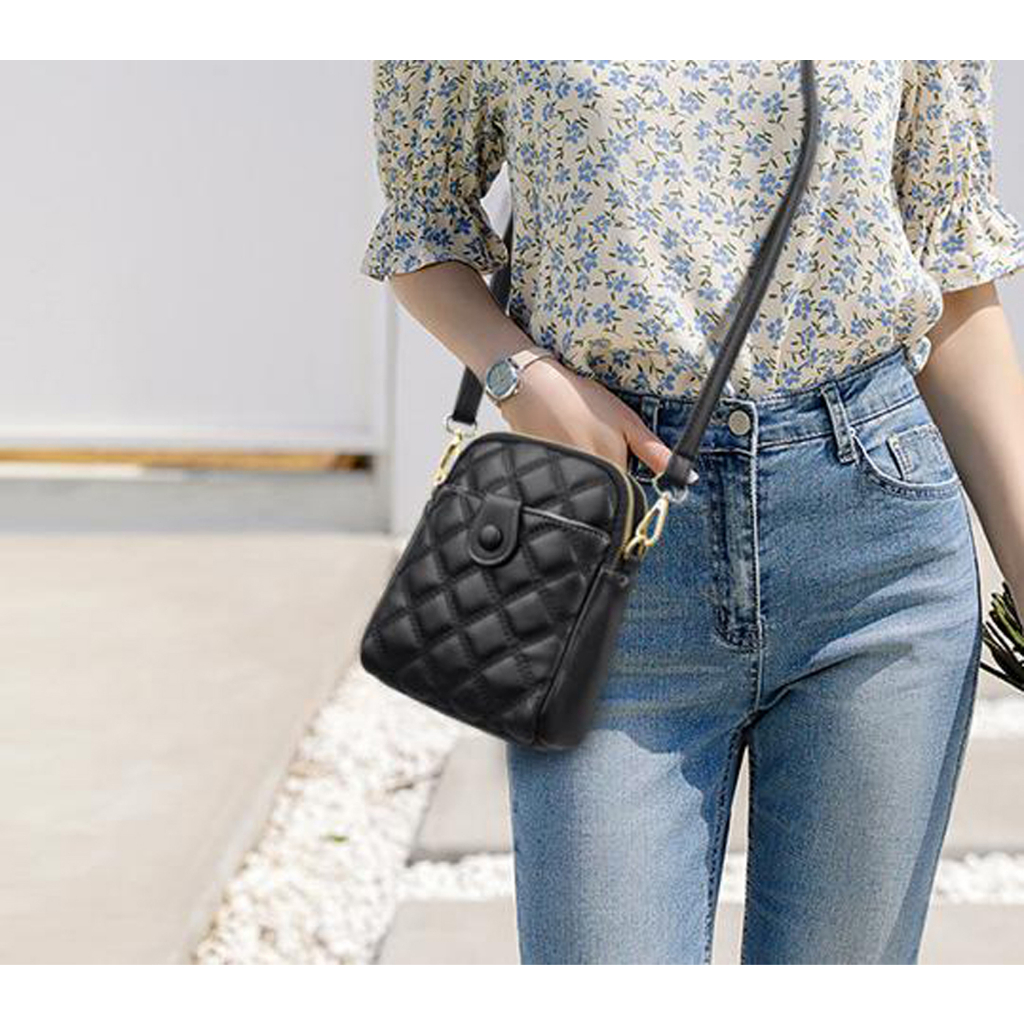 Túi xách nữ đeo chéo sành điệu túi đựng điện thoại thiết kế thêu khuy tinh tế Thanhthushop68 793