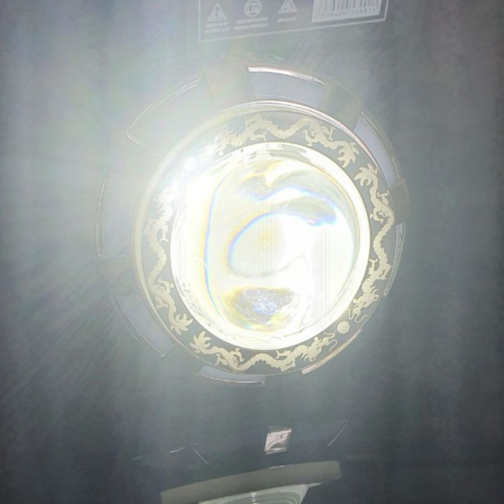 Đèn pha xe máy, đèn pha bi cầu viền rồng, ánh sáng bắt mắt, phù hợp nhiều loại xe