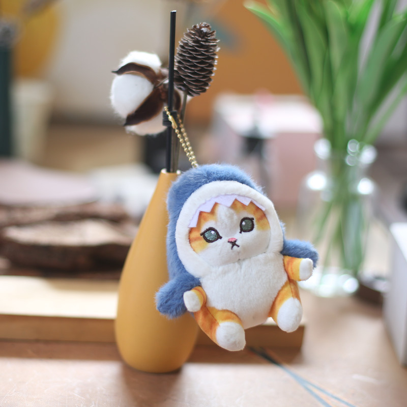 Móc khóa Mèo bông Mofusand Cat cá mập dễ thương Ráp dùng để trang trí balo, túi xách, quà tặng sinh nhật bạn bè