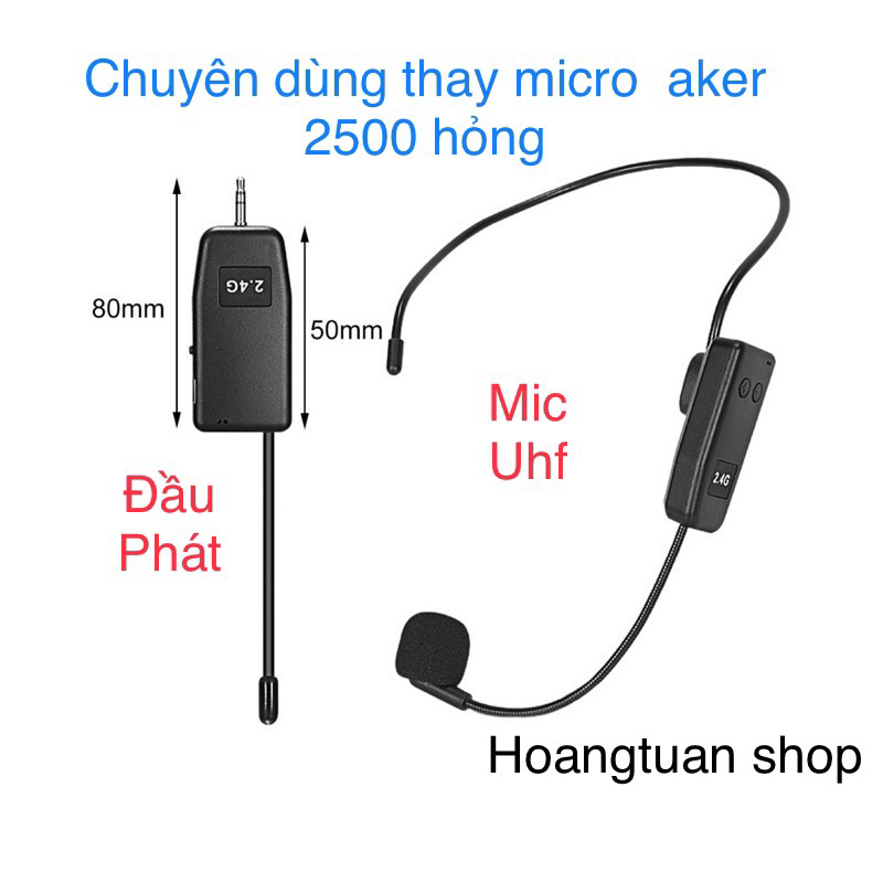 Mic trợ giảng không dây đeo tai 2.4G. có tăng giảm âm lượng trên mic.