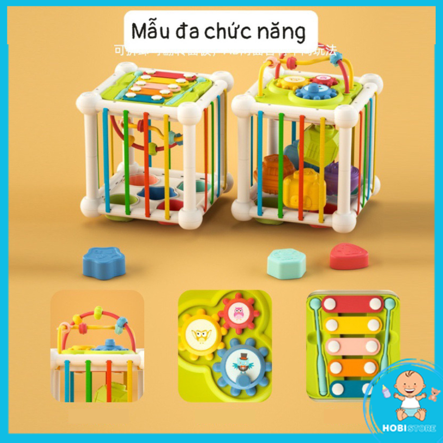 Hộp đan dây thả hình khối xúc giác đồ chơi Montessori busy đa năng phát