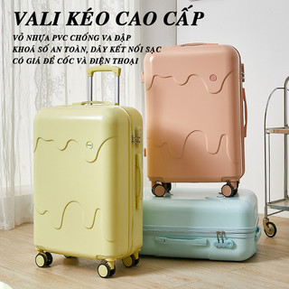 Vali du lịch có giá để cốc và sạc điện thoại 20 - 24 inch Vỏ nhựa pp chắc chắn - khóa số kéo cao cấp - BẢO HÀNH 1 NĂM