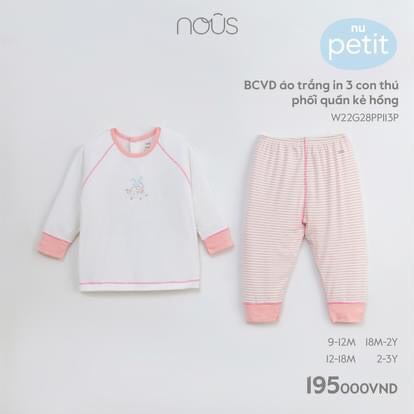 Bộ Nous cài vai dài tay quần dai 9m đến 2y