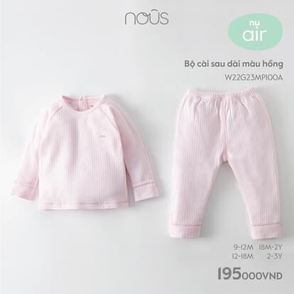 Bộ Nous cài vai dài tay quần dai 9m đến 2y