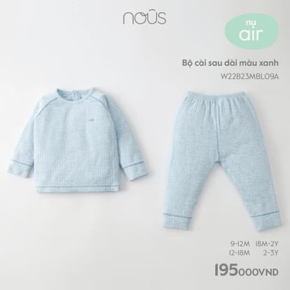 Bộ Nous cài vai dài tay quần dai 9m đến 2y