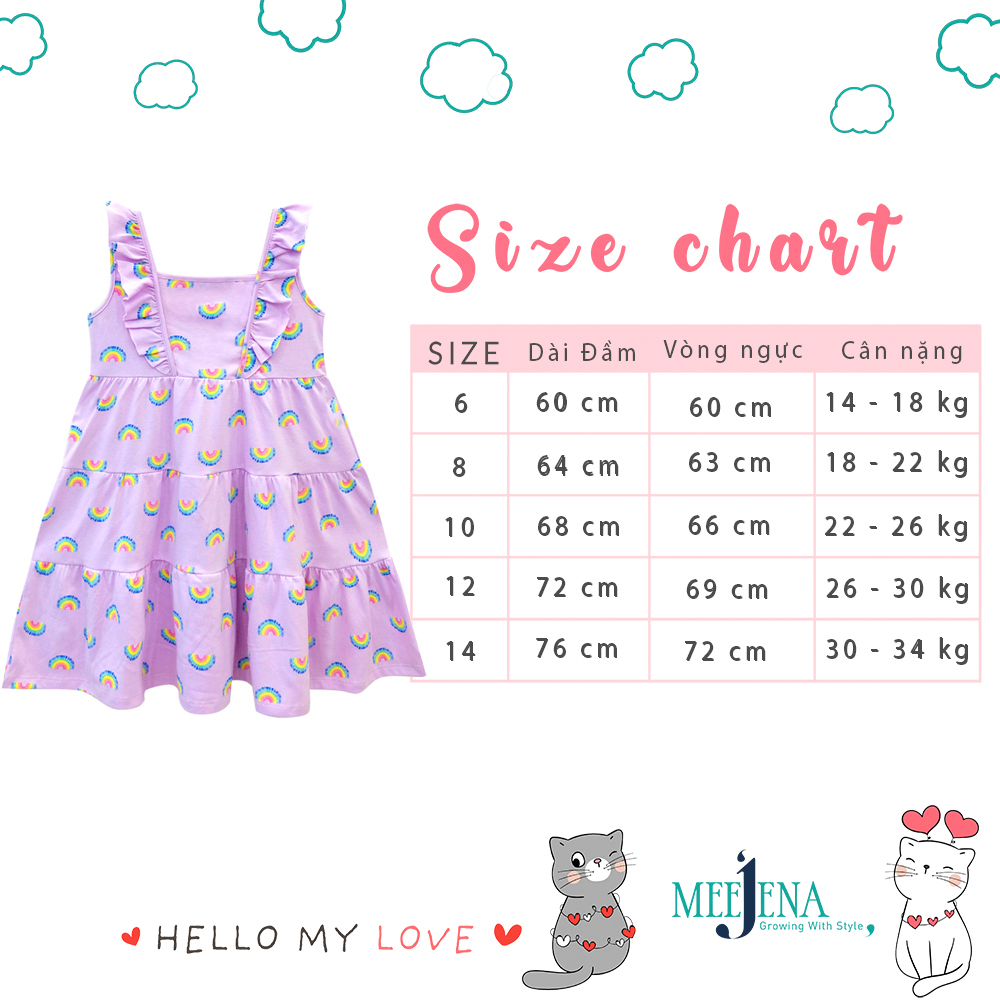 Váy bé gái MEEJENA vải thun hoa - Váy cho bé gái 14-34 kg - 3019