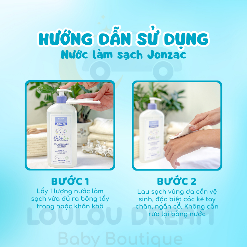 Nước làm sạch da hữu cơ cho bé từ sơ sinh Eau Micellaire Léa Nature - Jonzac Bébé Bio