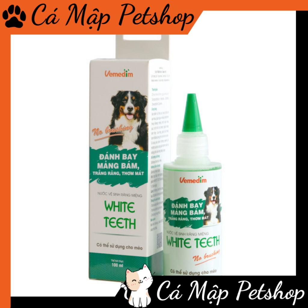 Nước súc miệng Vemedim WHITE TEETH đánh bay mảng bám, trắng răng, thơm mát cho chó, mèo