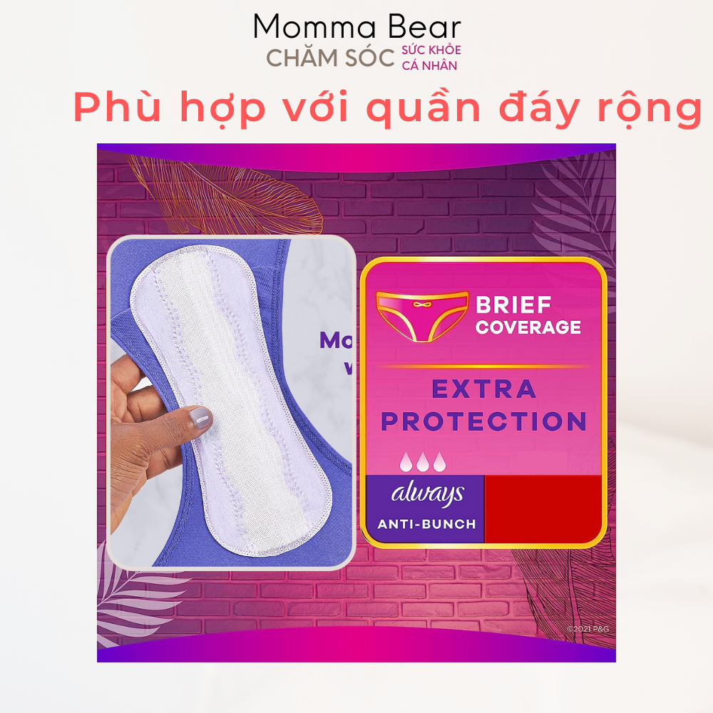 Băng vệ sinh hằng ngày Always Anti-bunch, không cánh, quần đáy rộng, ngăn mùi, thấm hút tốt, hàng Mỹ - Momma Bear