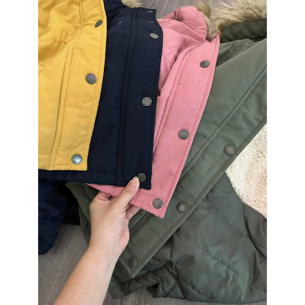 Áo khoác parka mũ lông chun eo topolino cho bé