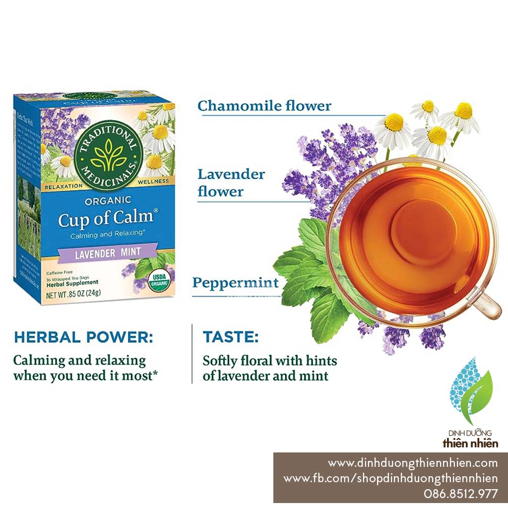 Trà Hữu Cơ Giúp Thư Giãn, Giảm Căng Thẳng Traditional Medicinals Organic Cup Of Calm