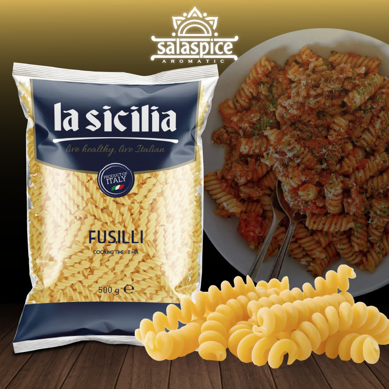 Nui Xoắn Fusilli Pasta La Sicilia nhập khẩu Ý gói 500gr ,dùng chế biến các món pasta
