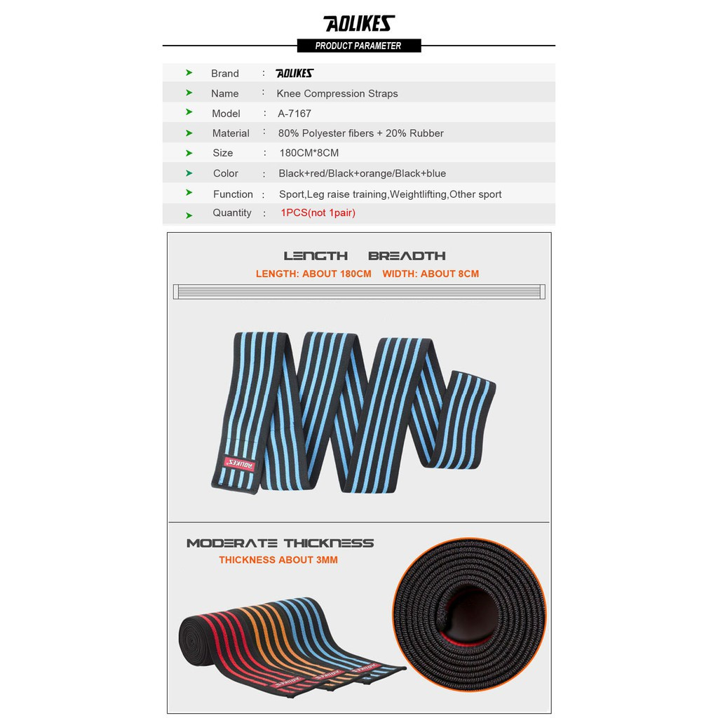 Bó gối tập gym Aolikes Cao Cấp hỗ trợ bảo vệ đầu gối, đàn hồi cực tốt PowerLifting