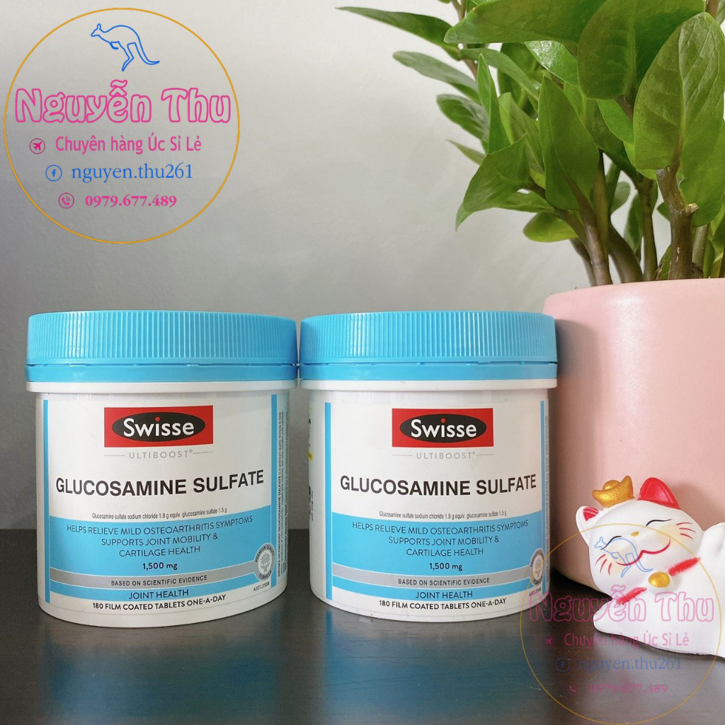 Viên hỗ trợ xương sụn khớp Swisse Glucosamin sulfate 1500mg 180 viên làm chậm thoái hóa xương khớp, Glucosamin swisse úc
