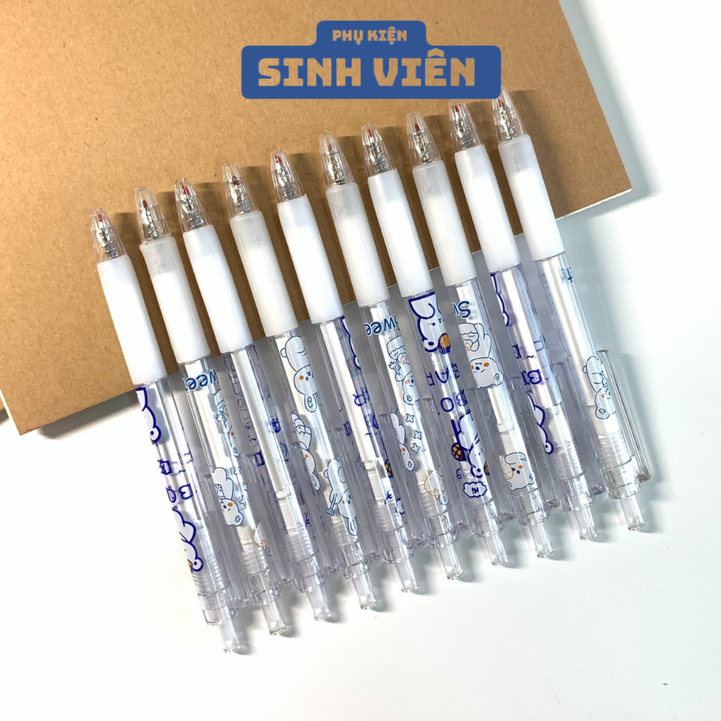 Bút Bi Tirado Gấu (Mực Đen) Ngòi 0.5mm Kiểu Dáng Trong Suốt Hình Gấu - Bút Bi Gel | Phụ Kiện Sinh Viên.