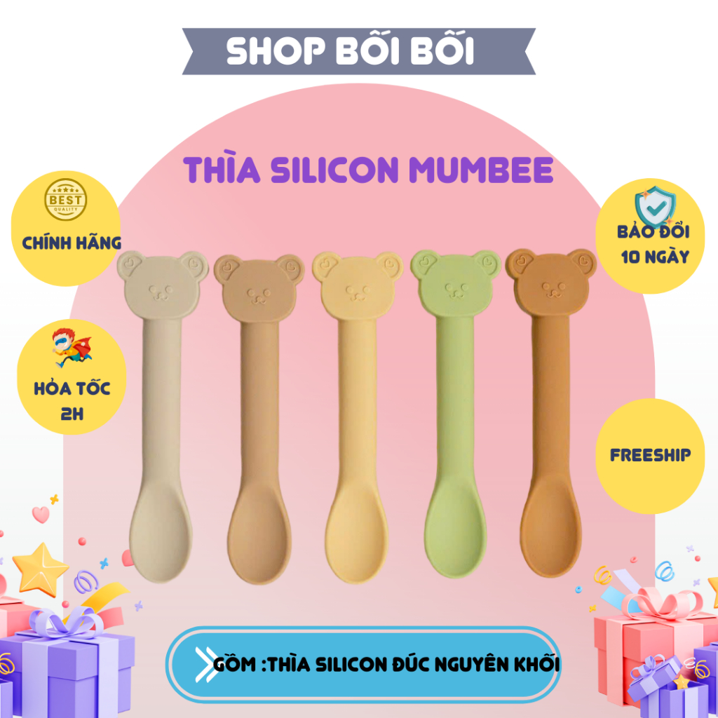 Thìa silicone Mumbebe tập cho bé ăn dặm