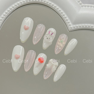 Móng úp thiết kế C918 đính charm ngẫu nhiên thỏ, kẹo mút, trái tim cebi.nailbox