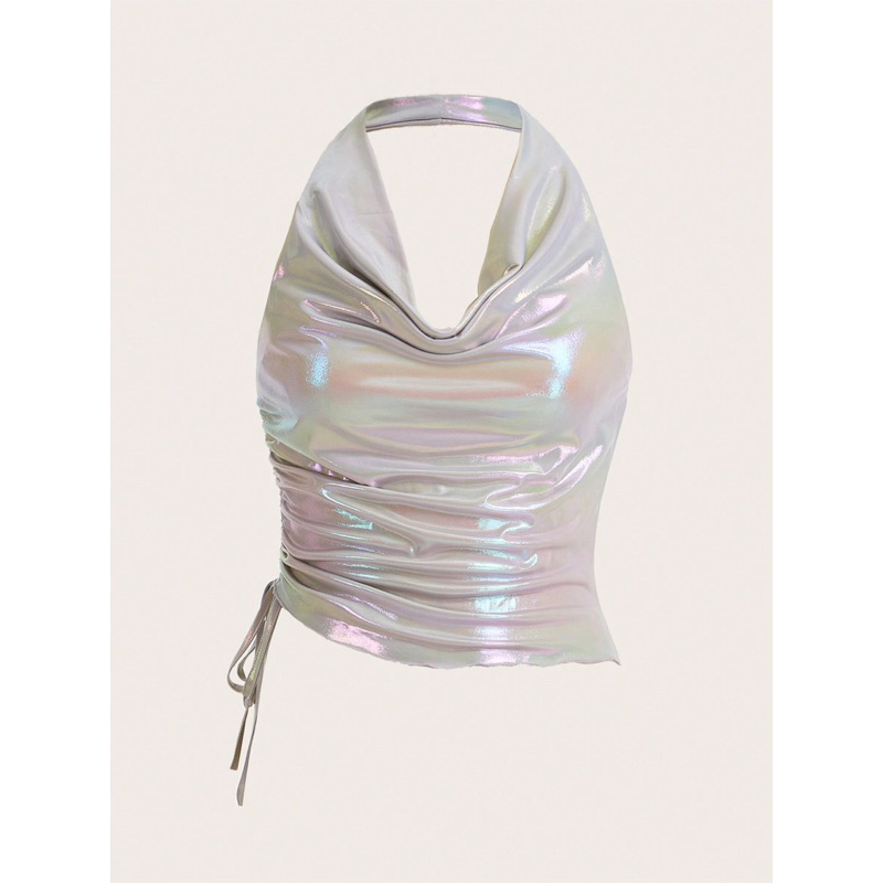 Áo croptop nữ không tay hở lưng dáng ôm lấp lánh BLING BLING thắt dây vạt chéo thời trang mùa hè gợi cảm quyến rũ sexy 🩷