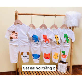 Combo 5 bộ cho bé, bộ dài bé Trai , bé gái  ( set dài voi trắng) size 3-14kg
