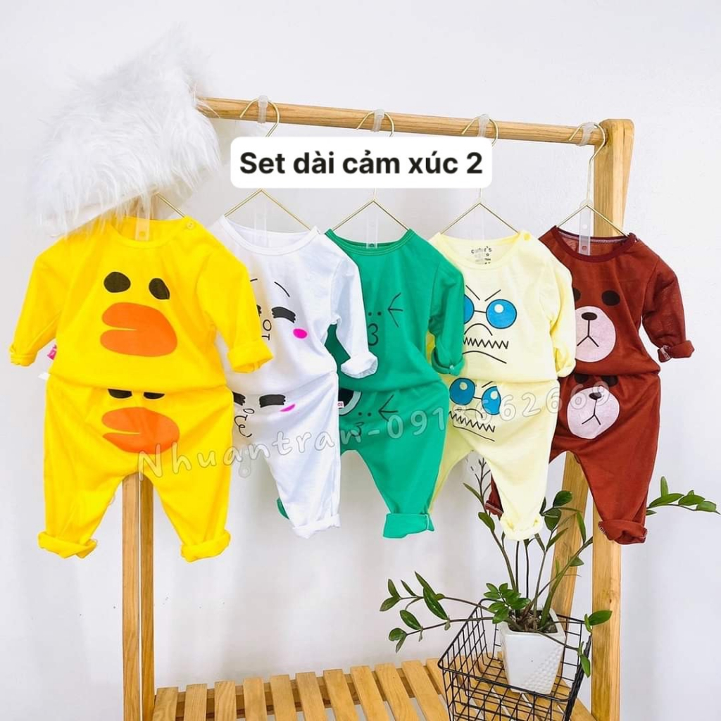Combo 5 bộ cho bé, bộ dài bé Trai , bé gái, ( set dài cảm xúc) size 3-14kg