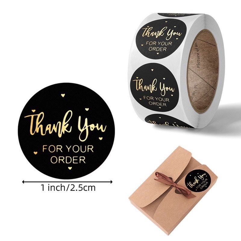 Tem nhãn dán Sticker thank you size 3.8cm và size 2.5cm