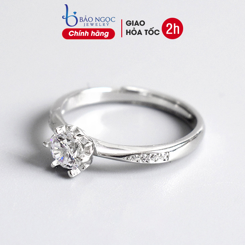 Nhẫn bạc nữ 925 đính đá sang trọng nhẫn freesize tuỳ chỉnh kích thước phong cách đơn giản - N2461 - Bảo Ngọc Jewelry