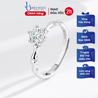 Nhẫn  bạc nữ 925 đính đá sang trọng nhẫn freesize tuỳ chỉnh kích thước phong cách đơn giản - N2499 - Bảo Ngọc Jewelry