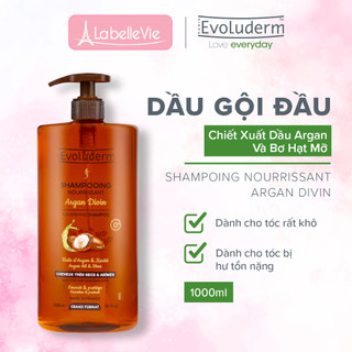 Dầu gội Evoluderm Shampoing Nourrissant Argan Divin dành cho tóc rất khô và bị hư tổn 1000ml (15269)