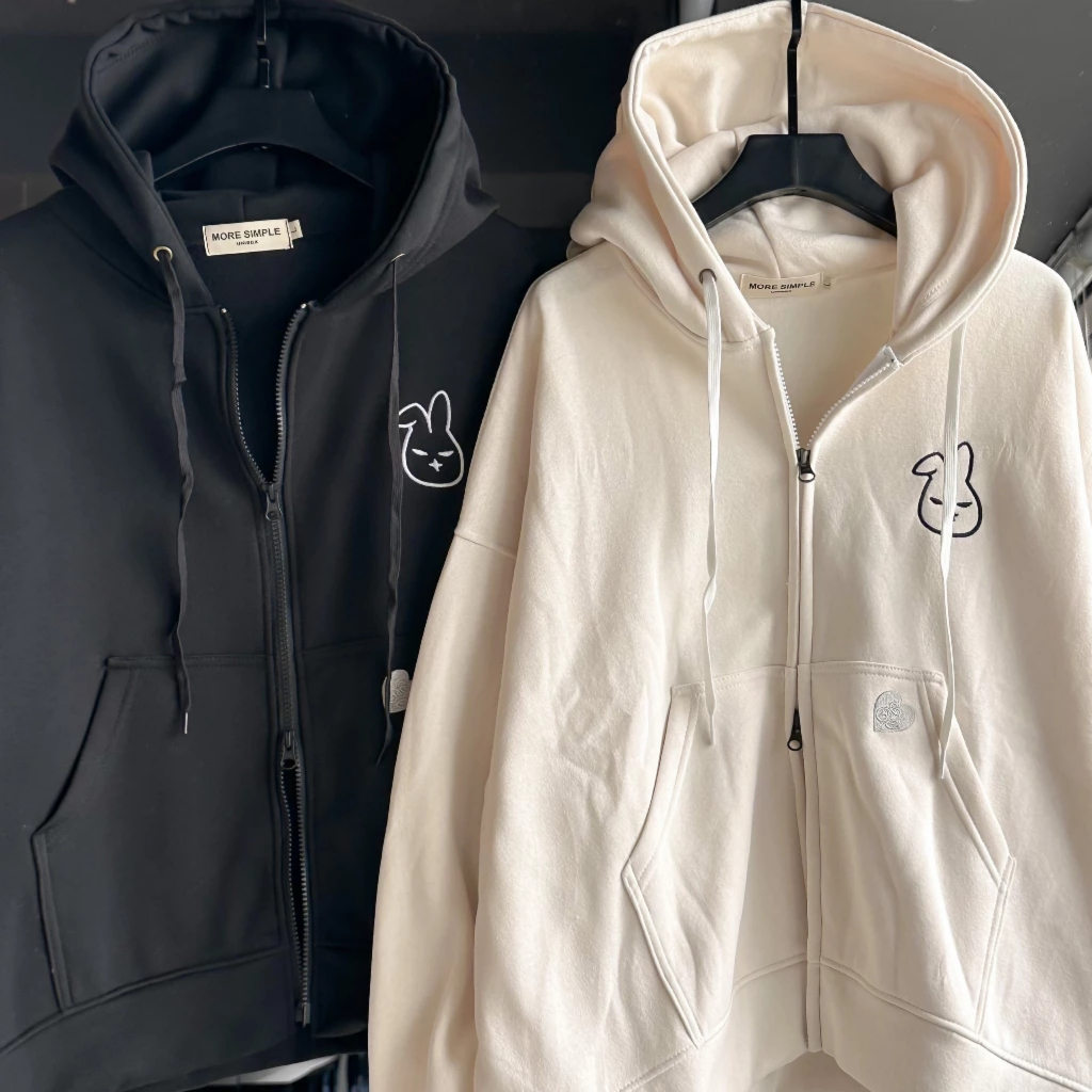 Áo khoác hoodie form BOXY phong cách streetwear. Hai dây kéo