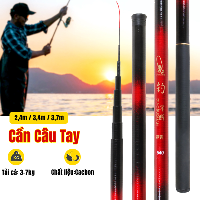 Cần Câu Tay Cacbon Cao Cấp,Cần Câu Đài Chính Hãng Đủ size 2,4m-3,4m-3,7m,Cần Câu Cá Chuyên Câu Đơn Câu Đài Đồ Câu