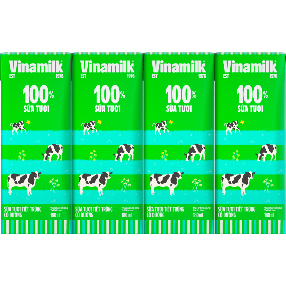 Thùng 48 Hộp Sữa tươi tiệt trùng Vinamilk 100% Có đường 180ml