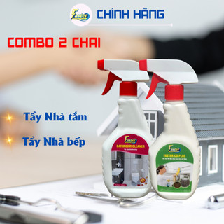 Combo 2 chai xịt tẩy cặn canxi nhà tắm và tẩy dầu mỡ nhà bếp Faster 500ml
