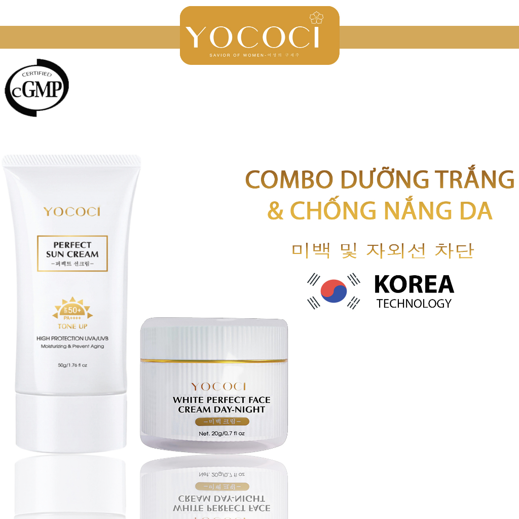 Combo Chống Nắng Và Dưỡng Trắng Da Mặt YOCOCI Dưỡng Ẩm, Chống Lão Hóa Gồm Kem Chống Nắng 50g & Kem Face 20g