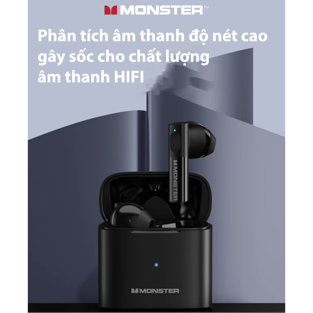 Tai nghe Bluetooth MONSTER XKT03, Bluetooth V5.3, tai nghe không dây true wireless chính hãng BH, cảm ứng , có mic