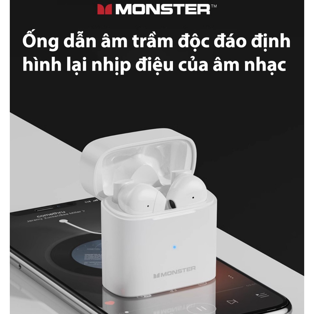 Tai nghe Bluetooth MONSTER XKT03, Bluetooth V5.3, tai nghe không dây true wireless chính hãng BH, cảm ứng , có mic