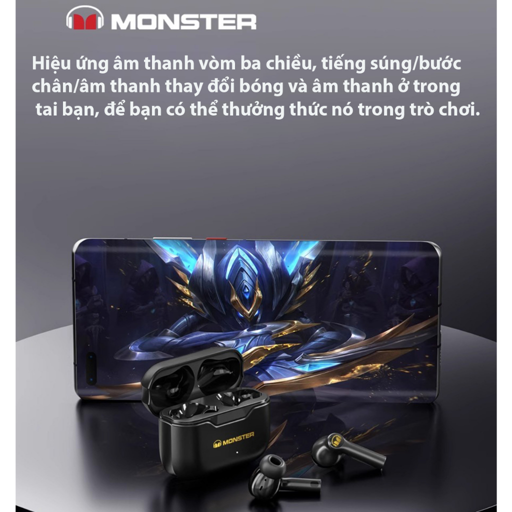 Tai nghe Bluetooth MONSTER XKT02, Bluetooth V53. tai nghe không dây true wireless chính hãng BH, cảm ứng , có mic thoại