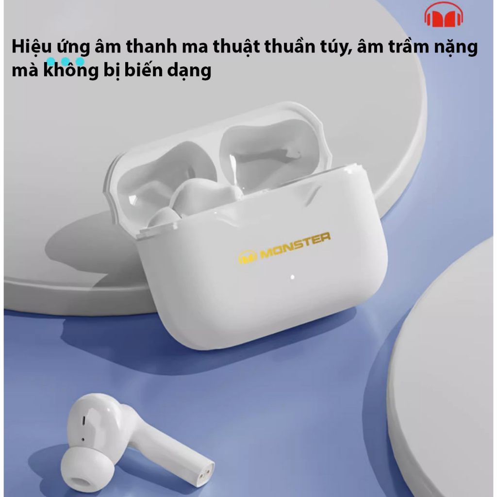 Tai nghe Bluetooth MONSTER XKT02, Bluetooth V53. tai nghe không dây true wireless chính hãng BH, cảm ứng , có mic thoại