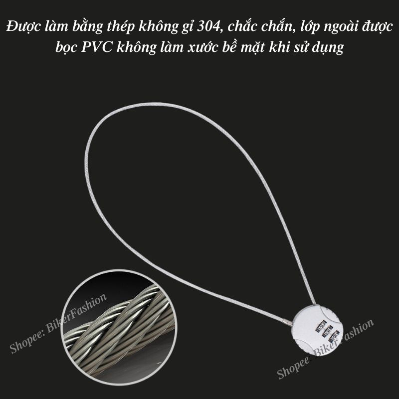 Khóa dây chống trộm mũ bảo hiểm - Khóa số 50cm