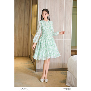 Đầm nữ tiểu thư họa tiết hoa nhí dáng ngắn YOONA - YT12X059