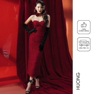  Đầm bodycon Savoir Lace Long Dress HUONG BOUTIQUE HBLOVE357  2 màu đỏ & đen 