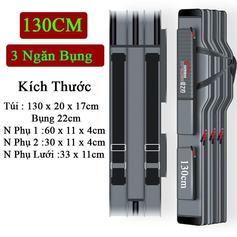 Túi đựng cần câu cá chuyên dụng câu đơn câu đài 2 ngăn, 3 ngăn cao cấp