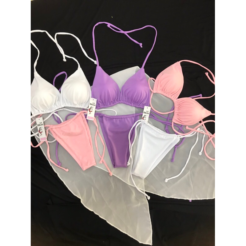 Bikini áo tắm 2 mảnh phối dây nhiều màu tam giác