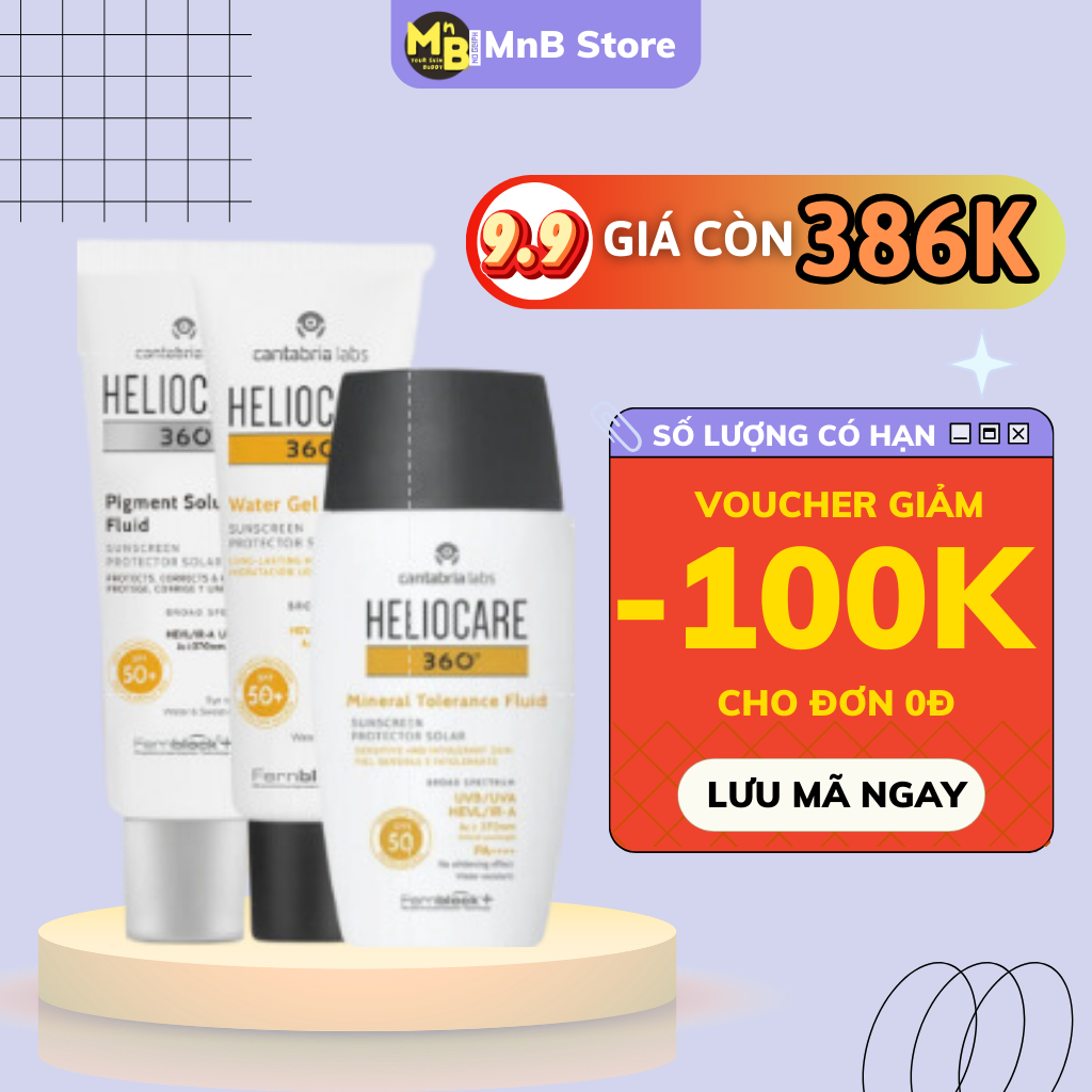 Kem chống nắng Heliocare Water Gel, Pigment, Mineral, AR Emulsion 50ml