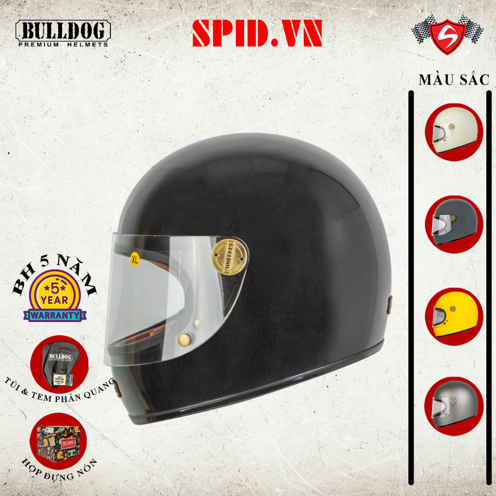 Mũ bảo hiểm Fullface Bulldog Clasico II FIBERGLASS  - Bảo hành 5 năm - SPID.VN