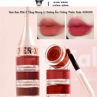 Xixi Son Môi 3 Màu 3 Tầng Nhung Lì Dưỡng Ẩm Chống Thấm Nước KUROI
