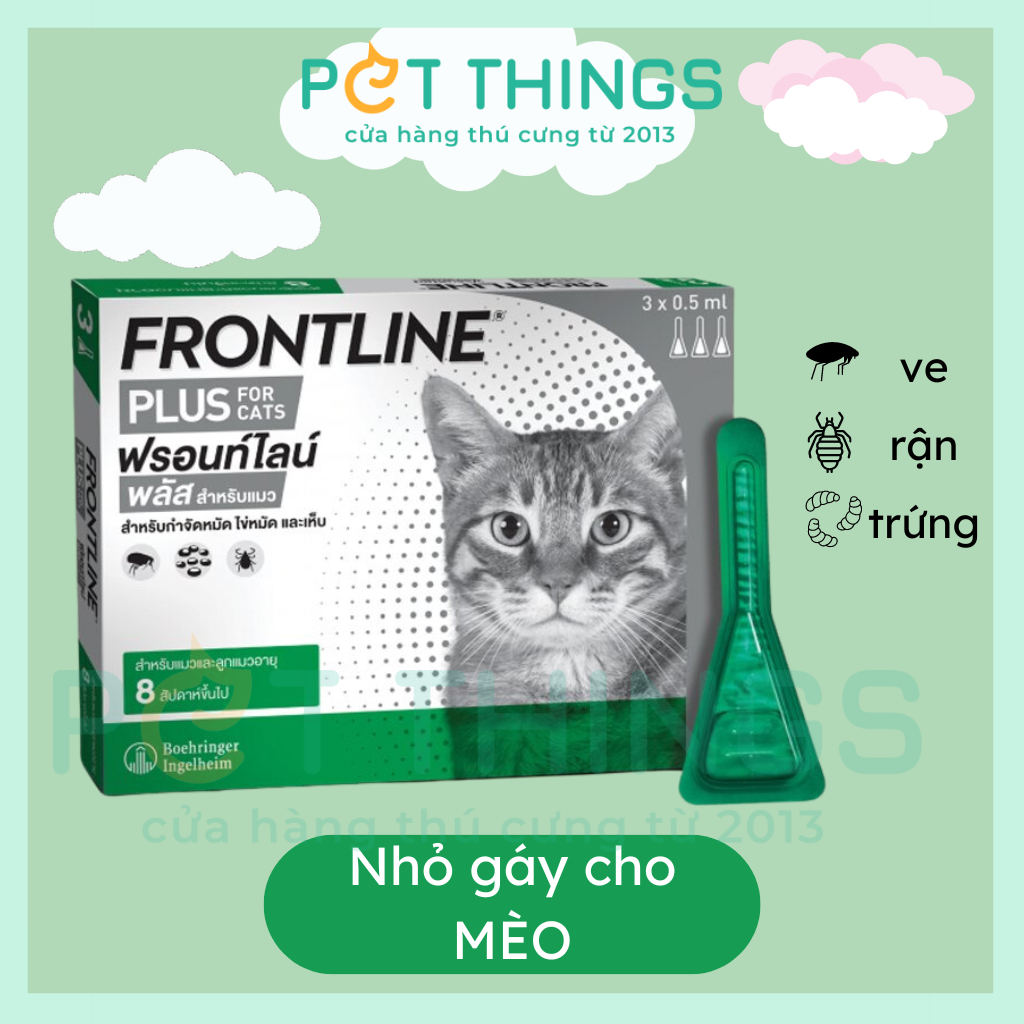 Tuýp nhỏ gáy tr.ị ve rận, bọ chét, chí cho Mèo Frontline Plus (1 tuýp)