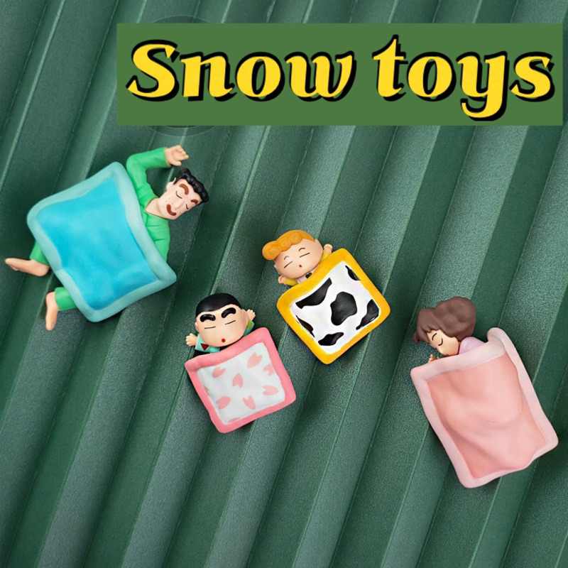 Mô hình Shin Cậu bé bút chì - Gia đình Nohara Shinnosuke Hiroshi Misae Himawari đắp chăn nằm ngủ - Shinchan dễ thương