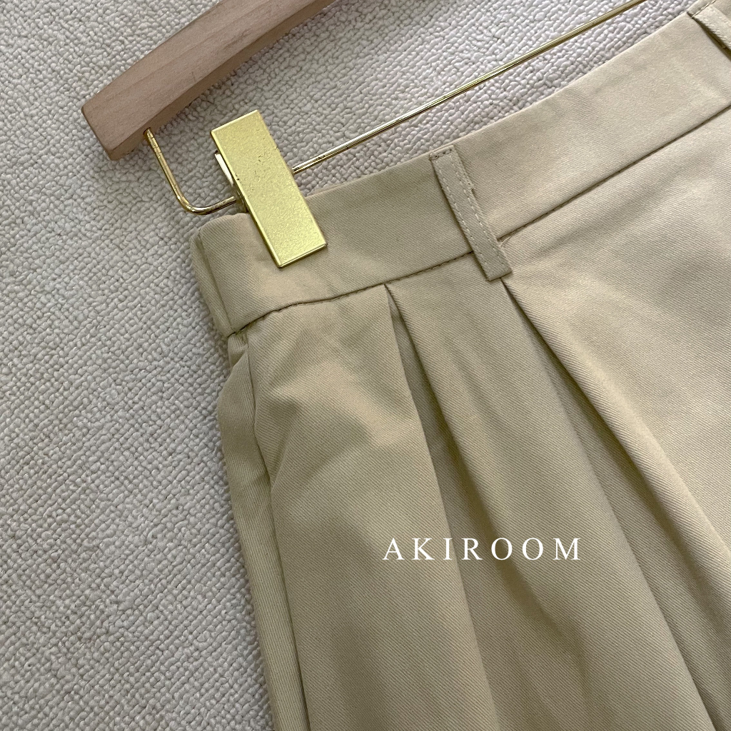 Chân váy kaki thô dáng xòe dài cạp lưng chun kèm belt 3631